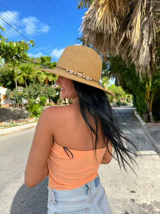 Shell & Pearl Trim Panama Hat