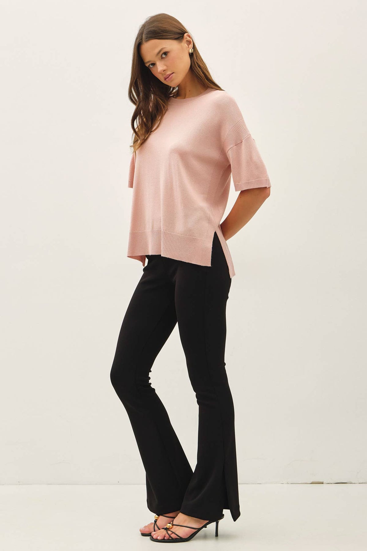 Side Split Shortsleeve Sweater