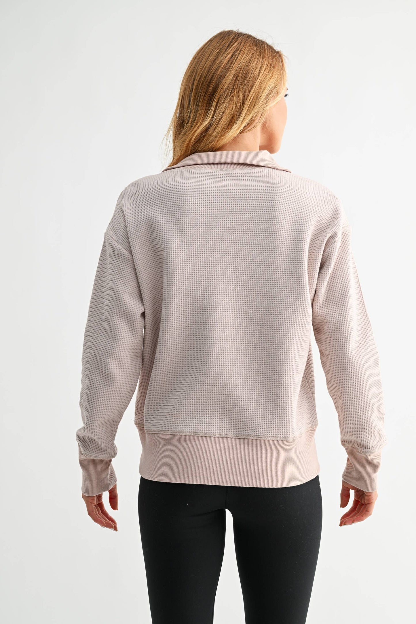 Half Button Waffle Sweater
