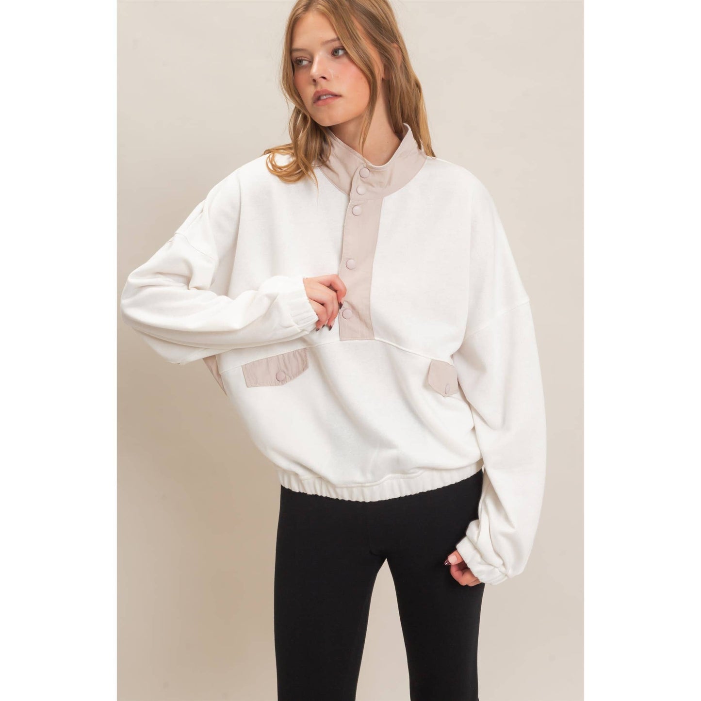 Oh Snap Contrast Pullover