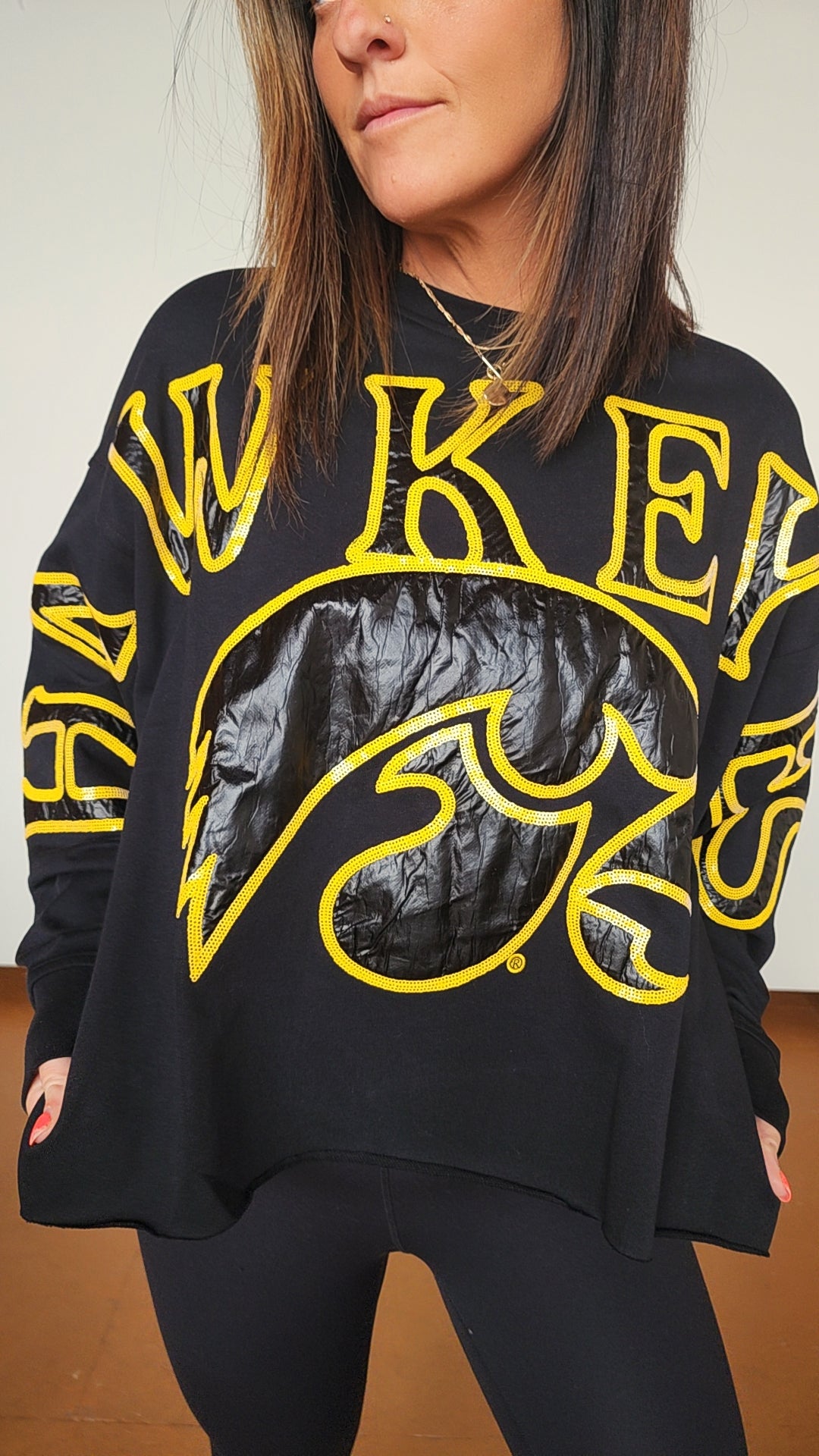 The Stadium Sequin Crewneck | Iowa