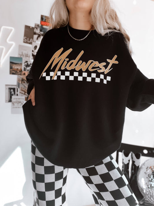 Midwest Checkered Sweatshirt - Black